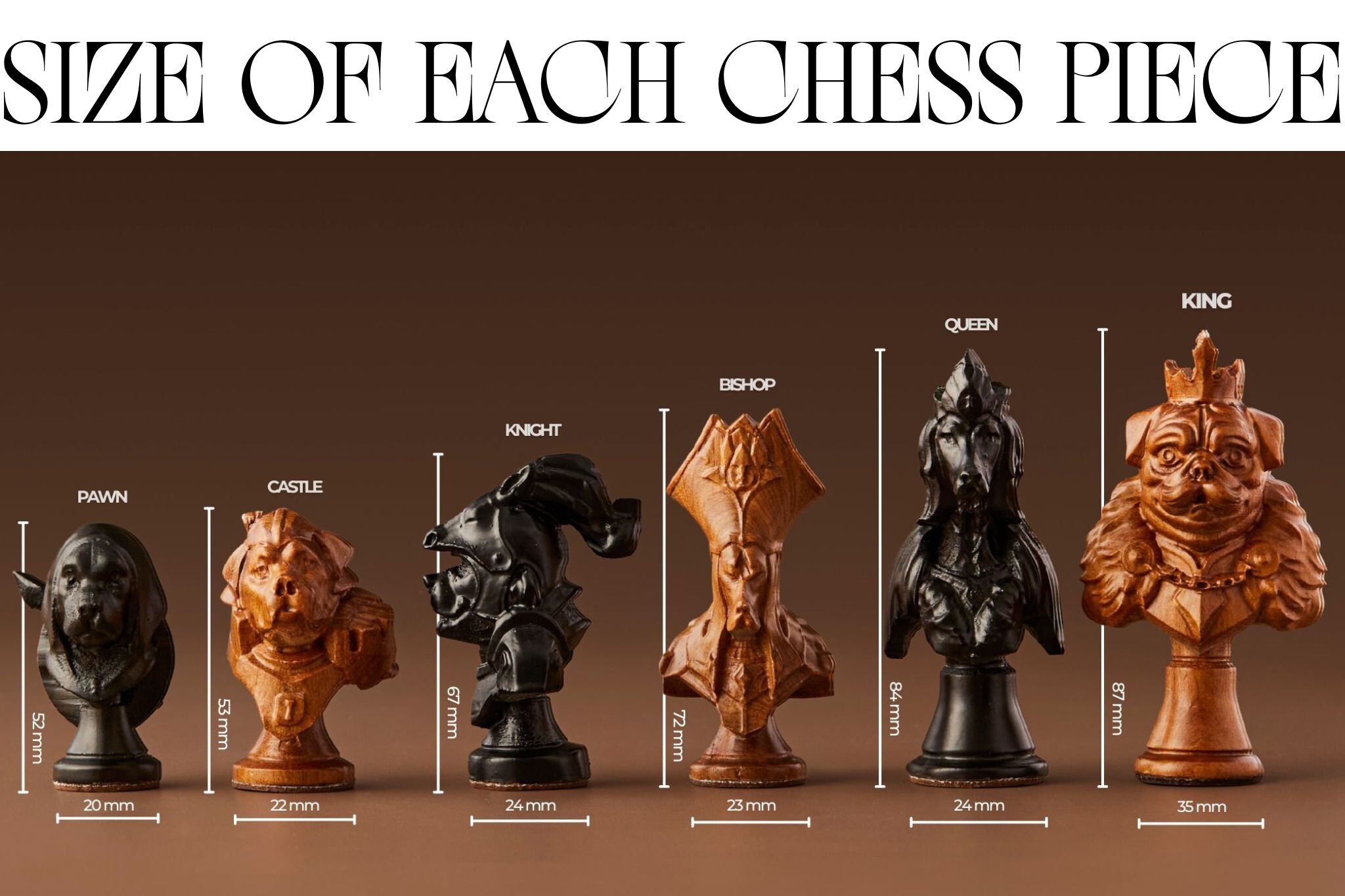 Chess pieces dimension