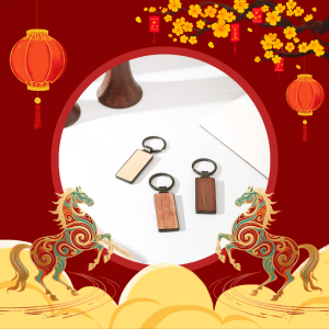 Black Iron Wooden Keychain